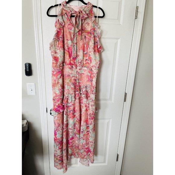 NWT Alex Marie Plus Size Fiona Floral Print Halter Neck Asymmetric Hem Dress 20W - Picture 3 of 5
